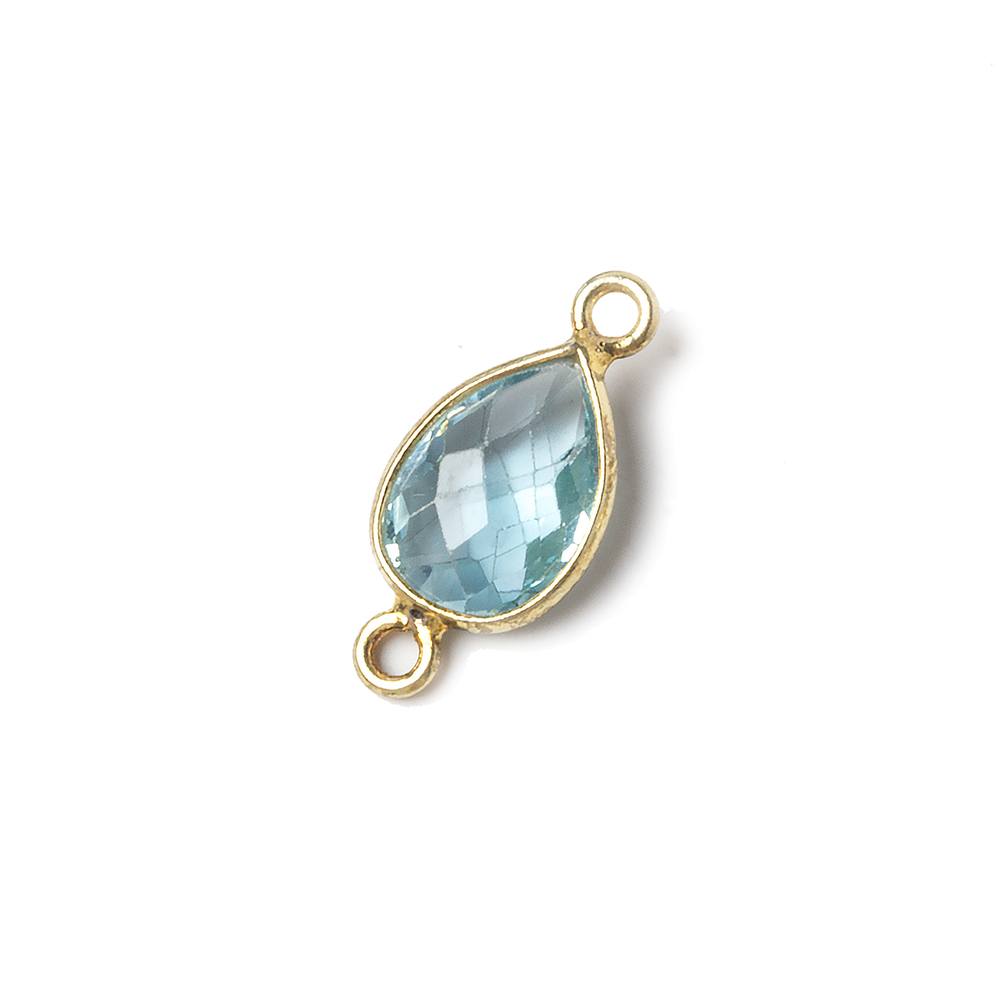 17x8mm Vermeil Bezel Sky Blue Topaz Pear Connector 1 piece - Beadsofcambay.com