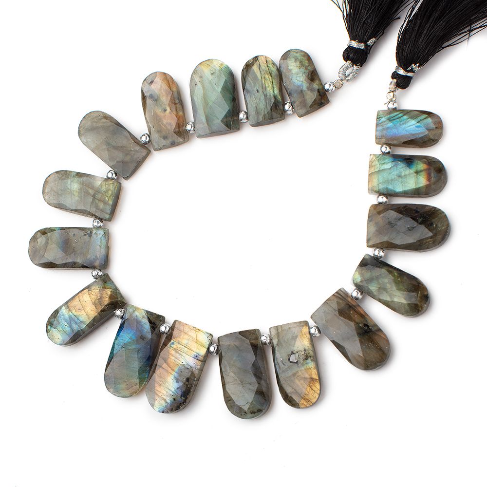 17x9-25x11mm Labradorite Faceted Fancy Shapes 8.5 inch 16 Beads - Beadsofcambay.com