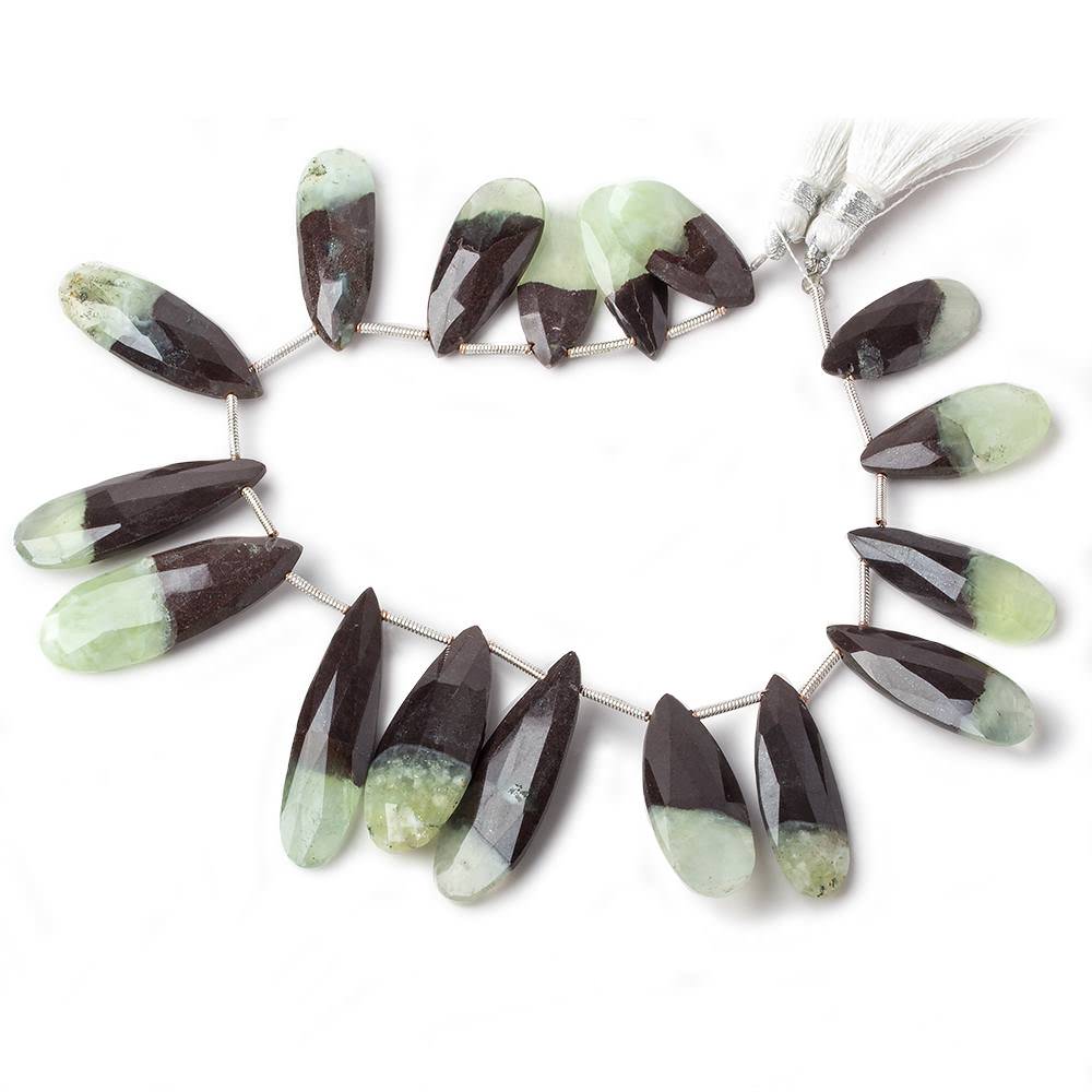 17x9-30x12mm Prehnite and Matrix Pear Briolettes 8 inch 17 pieces AA - Beadsofcambay.com