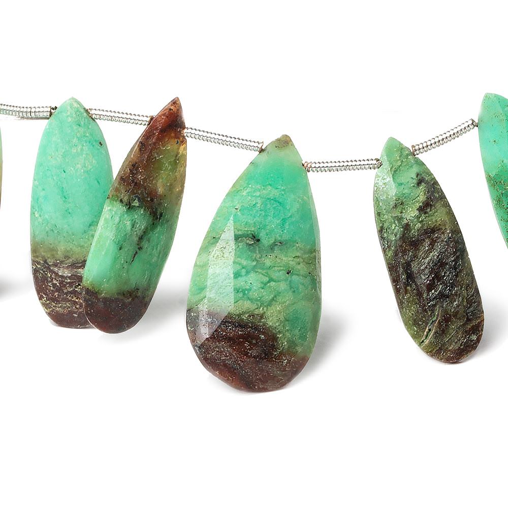 17x9-30x15mm Chrysoprase & Matrix faceted pear beads 8 inch 16 pieces - Beadsofcambay.com