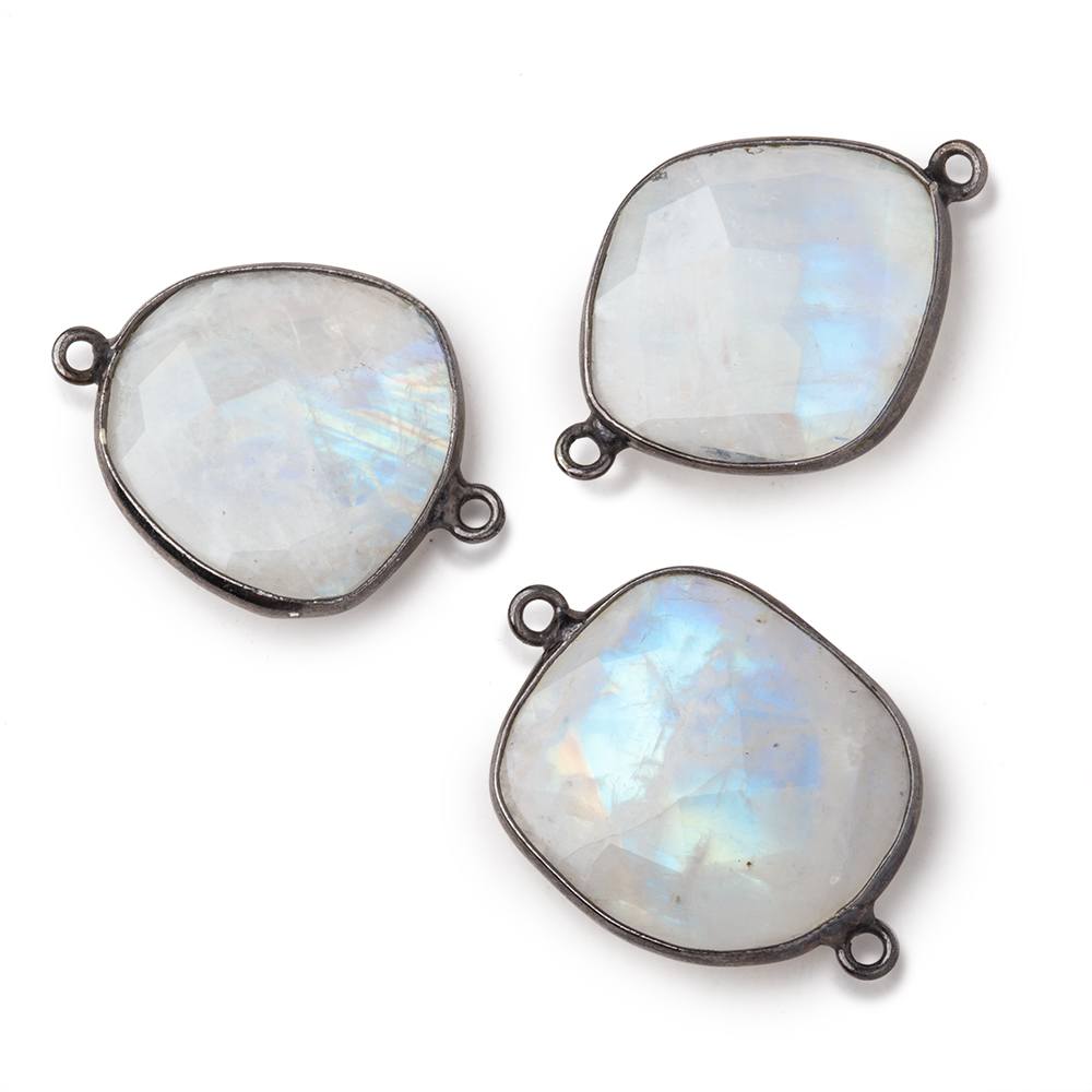 18-20mm Black Gold Bezel Rainbow Moonstone Faceted Nugget Connector 1 piece - Beadsofcambay.com