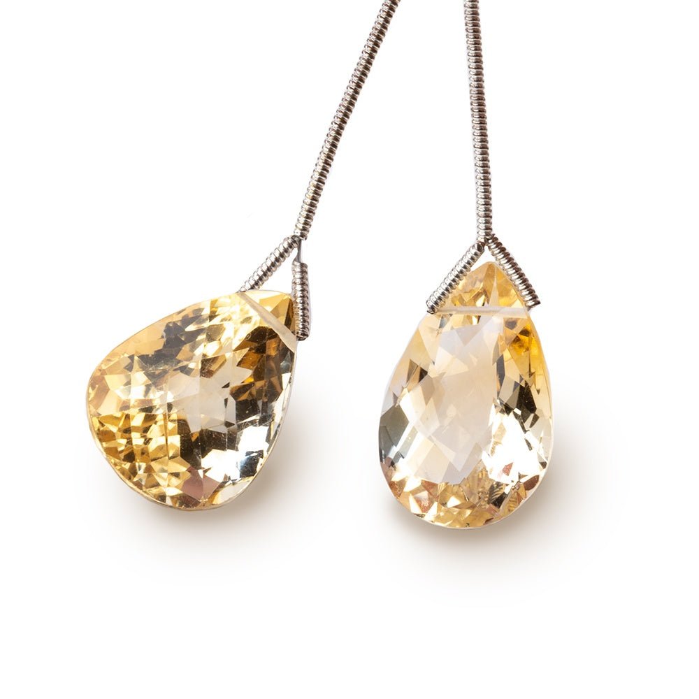 18-20mm Citrine Faceted Pear Focal Set of 2 Beads - Beadsofcambay.com