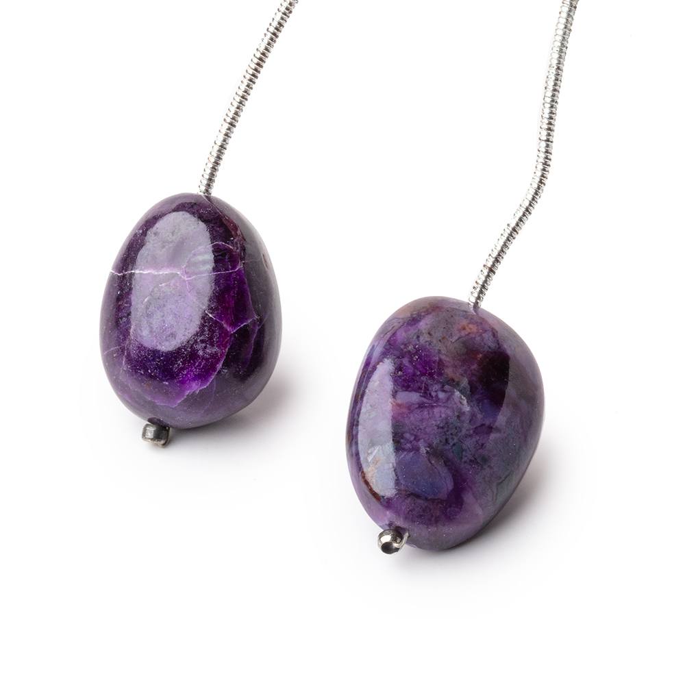 18-21mm Sugilite Plain Nugget Focal Set of 2 Beads AAA - Beadsofcambay.com