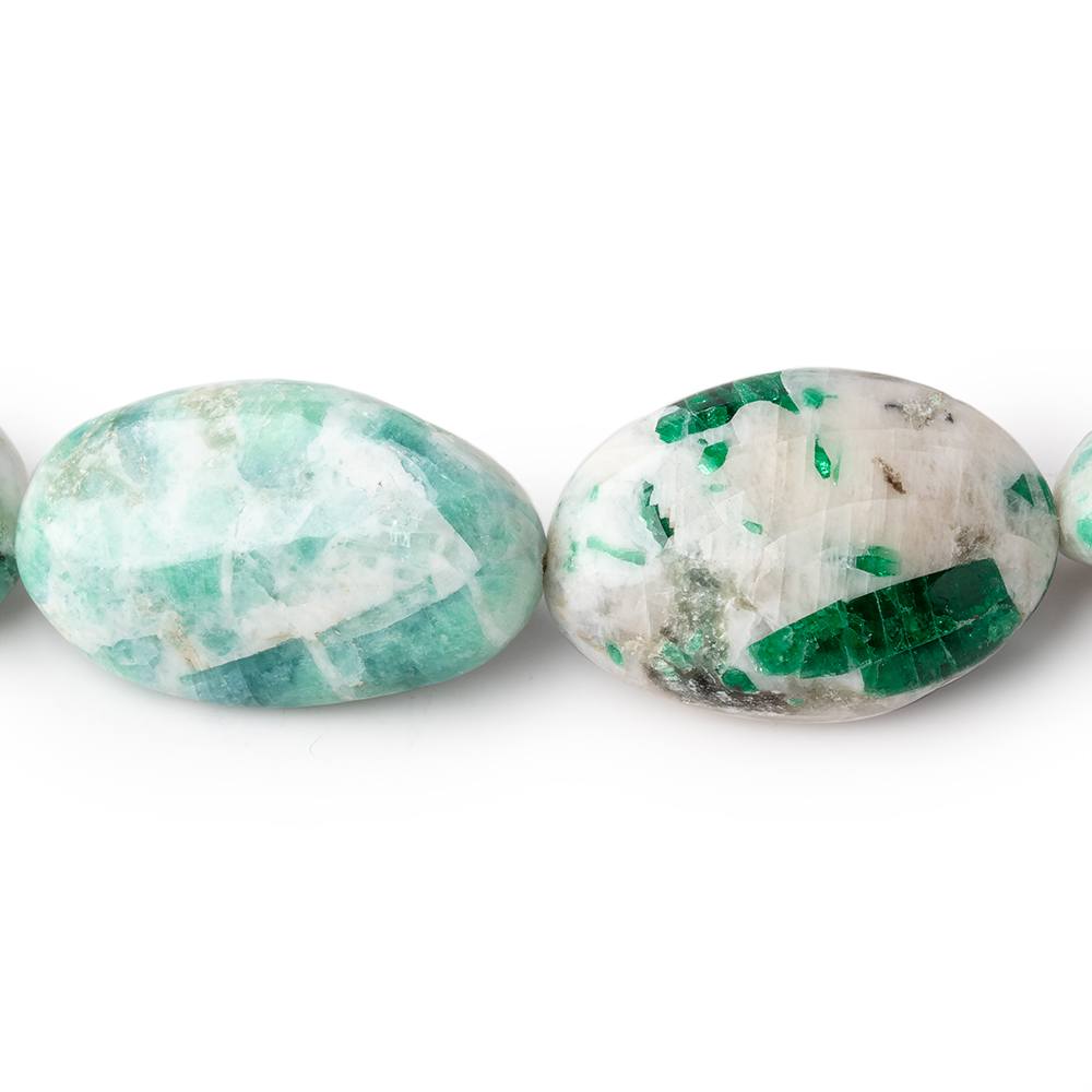 18-29mm Colombian Emerald in Matrix Plain Nuggets 14 inch 18 Beads - Beadsofcambay.com