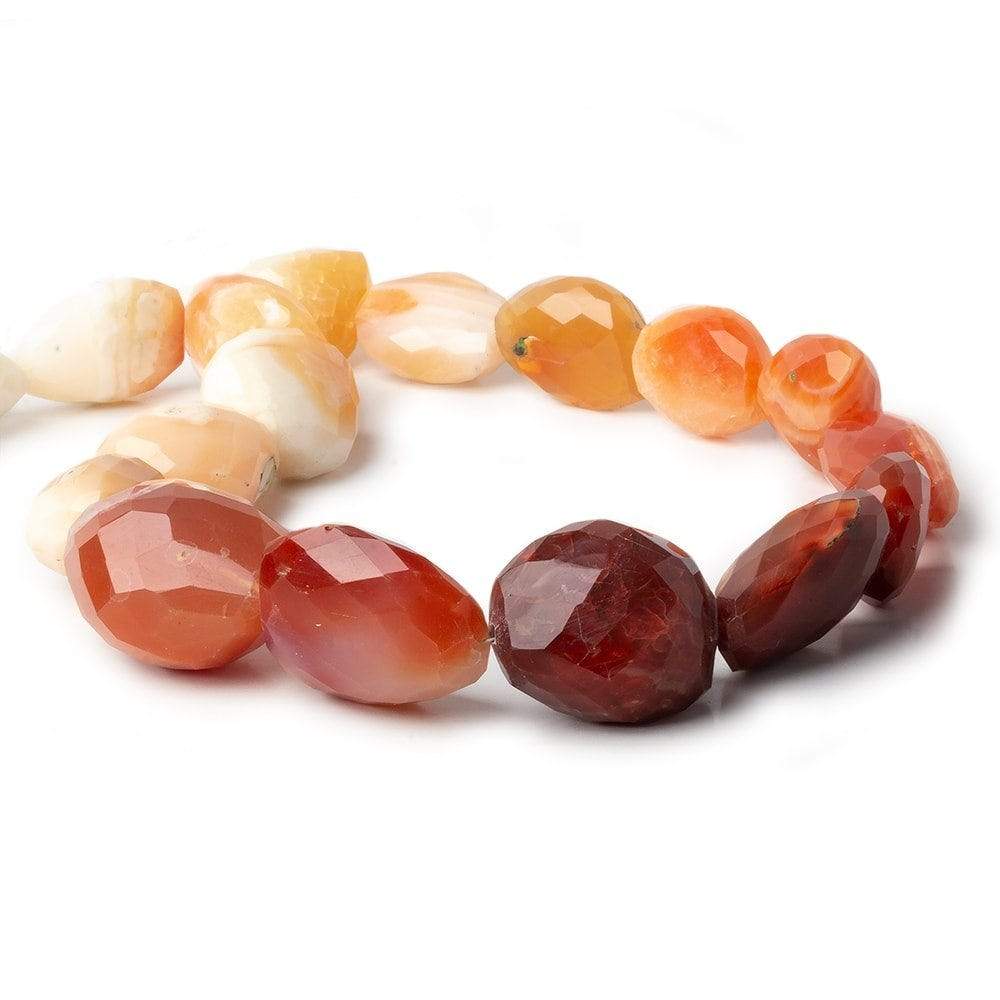 18 - 30mm Fire Opal Faceted Nugget Beads 15 inch 17 pieces - Beadsofcambay.com