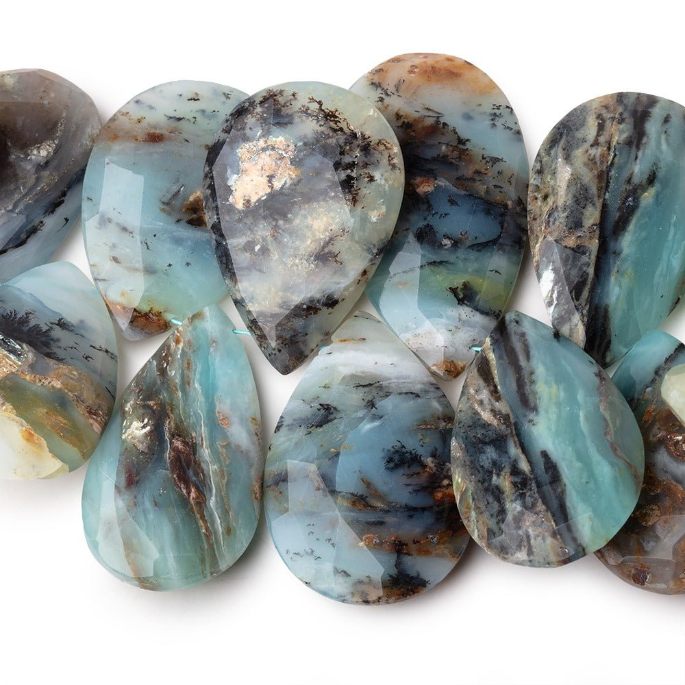 18-40mm Blue Peruvian Opal Faceted Pear Beads 7.5 inch 29 pieces AA - Beadsofcambay.com