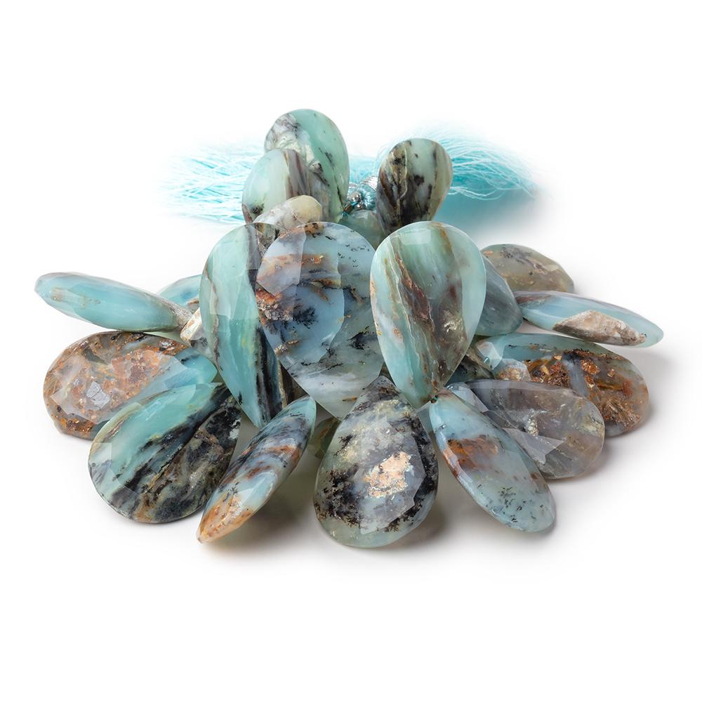 18-40mm Blue Peruvian Opal Faceted Pear Beads 7.5 inch 29 pieces AA - Beadsofcambay.com