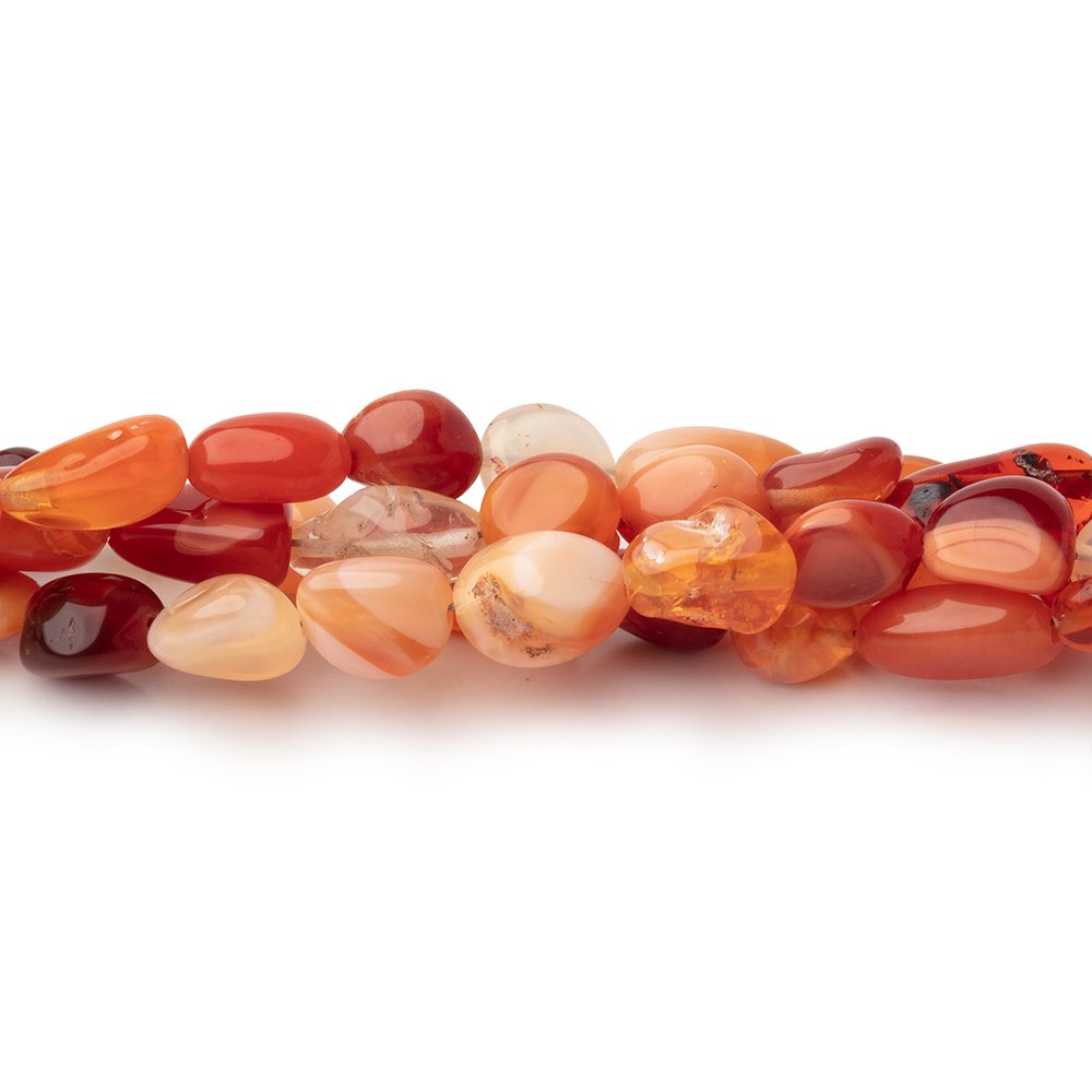 5x5-8x6mm Mexican Fire Opal plain nuggets 18 inch 60 Beads - BeadsofCambay.com