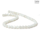 8mm White Moonstone Plain Rounds 16 inch 52 beads 1mm Large Hole AA - BeadsofCambay.com