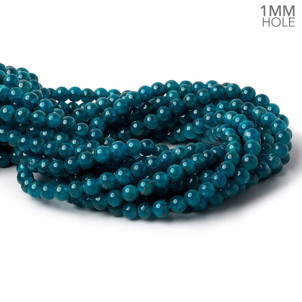 6mm Neon Apatite Plain Rounds 16 inch 70 beads 1mm Large Hole A View 1