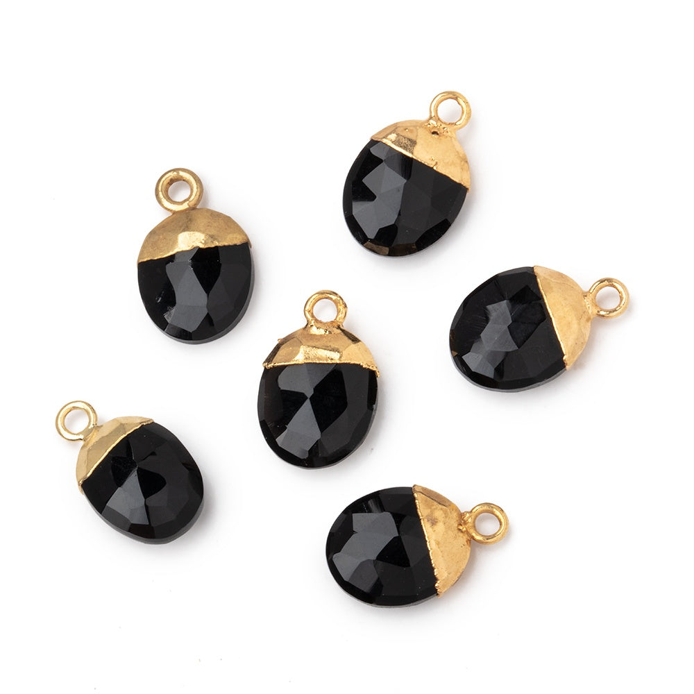 10x8mm Gold Leafed Black Chalcedony Oval Pendant 1 piece - BeadsofCambay.com