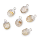 10x8mm Silver Leafed Rutilated Quartz Oval Pendant 1 piece - BeadsofCambay.com