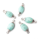 Beadsofcambay 16x9mm Silver Leafed Amazonite Marquise Connector 1 piece