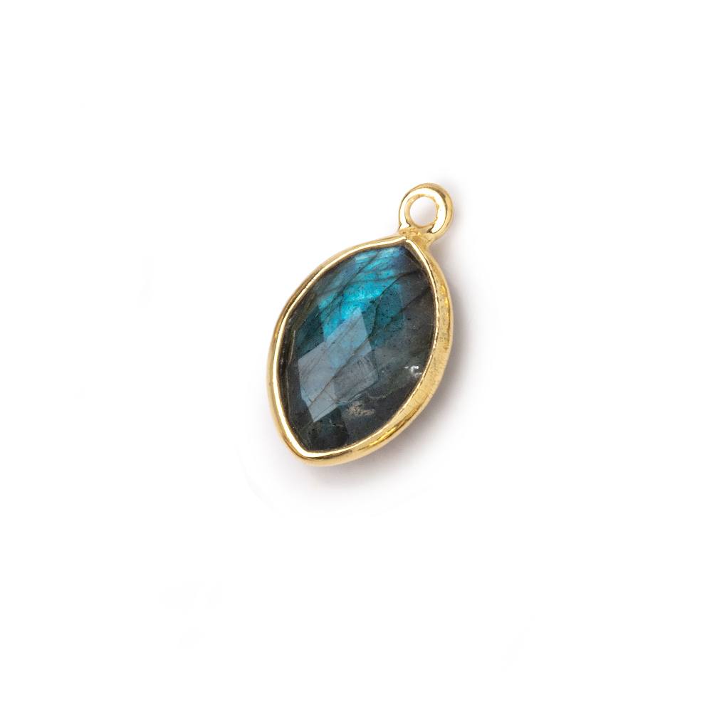 13x9mm Vermeil Bezel Labradorite Marquise Pendant 1 piece - BeadsofCambay.com