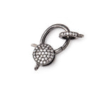 24x12mm Black Gold .925 Silver Bezel CZ Coin Clasp with CZ Ring 1 piece - BeadsofCambay.com