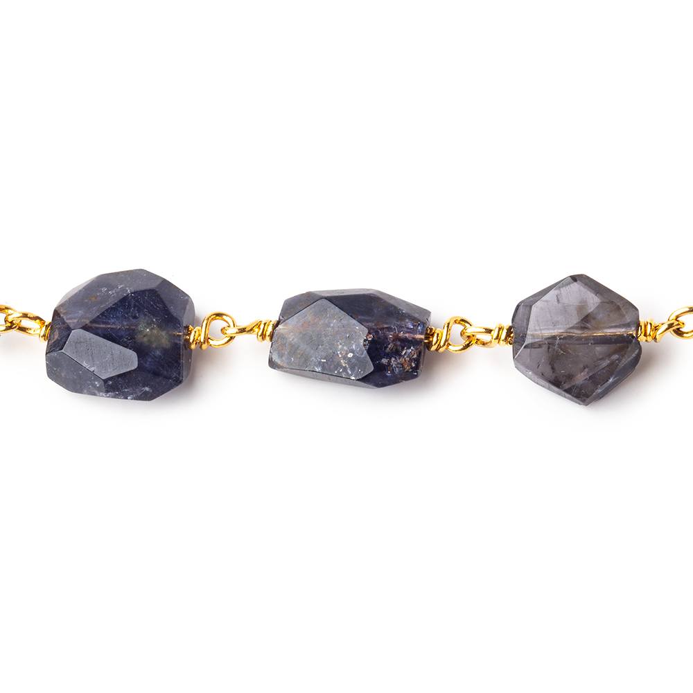 10x8mm Iolite faceted nugget Vermeil Chain by the foot 21 pieces - BeadsofCambay.com