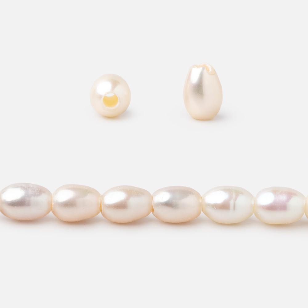 5x4mm Cream Large Hole Oval Freshwater Pearls 1.5mm drill hole 15 inch 64 pcs - BeadsofCambay.com