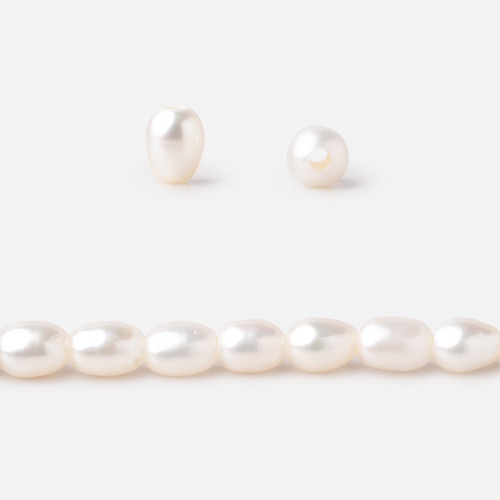 6x4-7x4mm Cream Large Hole Oval Freshwater Pearls 1.5mm drill hole 15 inch 60 pcs - BeadsofCambay.com
