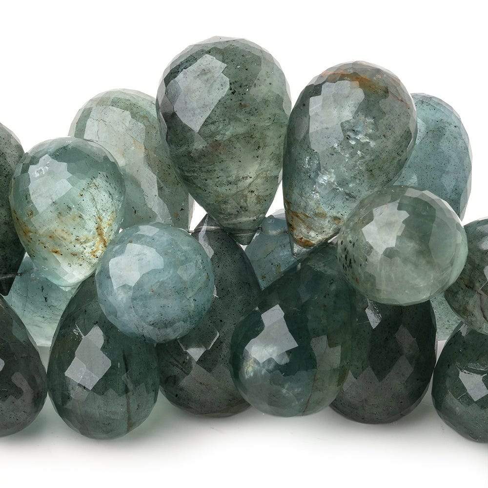 18.5-27mm Moss Aquamarine Faceted Tear Drops 7 inch 38 Beads AA - Beadsofcambay.com