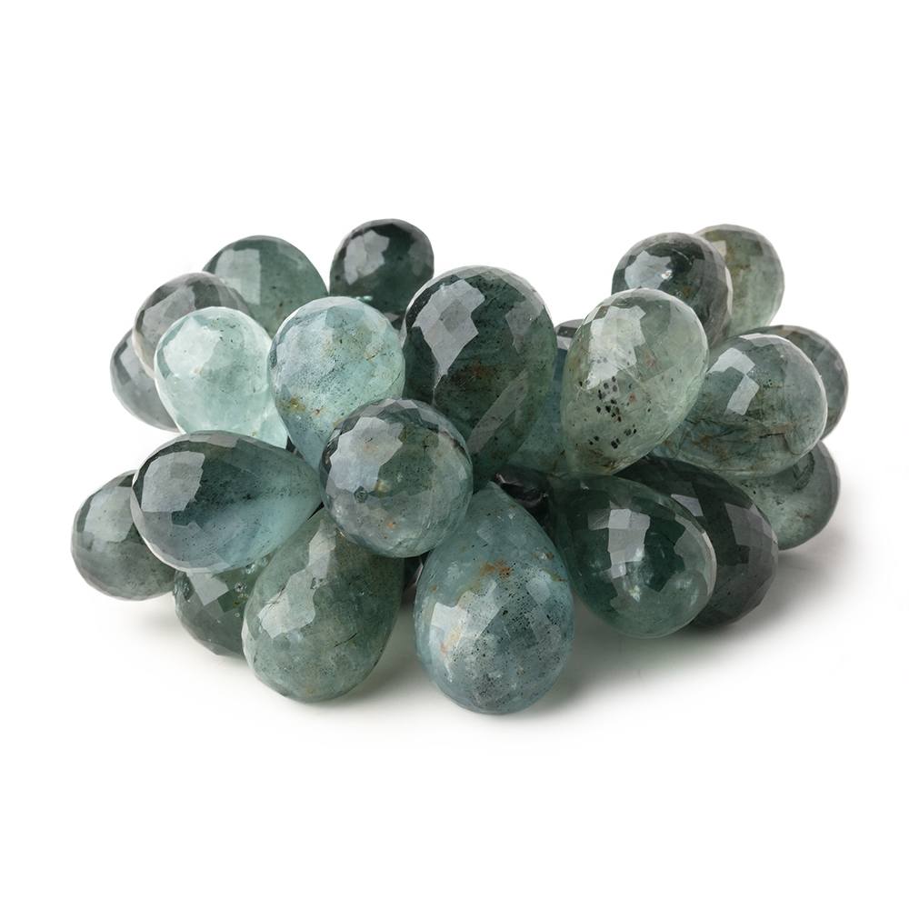 18.5-27mm Moss Aquamarine Faceted Tear Drops 7 inch 38 Beads AA - Beadsofcambay.com