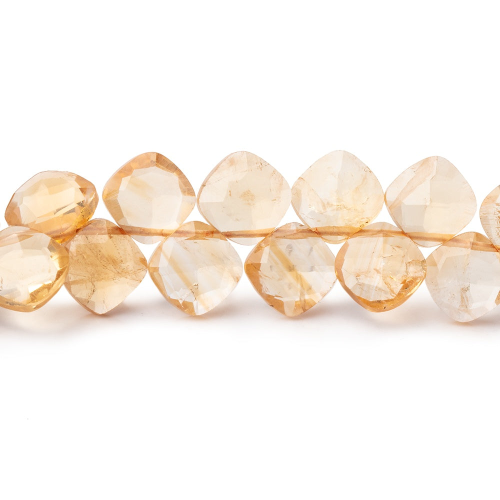 6.5mm Citrine Top Drilled Faceted Pillow Beads 7.25 inch 49 pieces A - BeadsofCambay.com