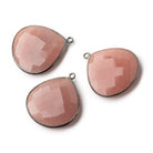 26x26mm Black Gold .925 Angel Skin Peach Moonstone faceted heart Pendant 1 pc - BeadsofCambay.com