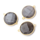 22mm Vermeil Bezeled Platinum Brownish Grey Moonstone Coin Focal Bead Connector 1 piece view 1