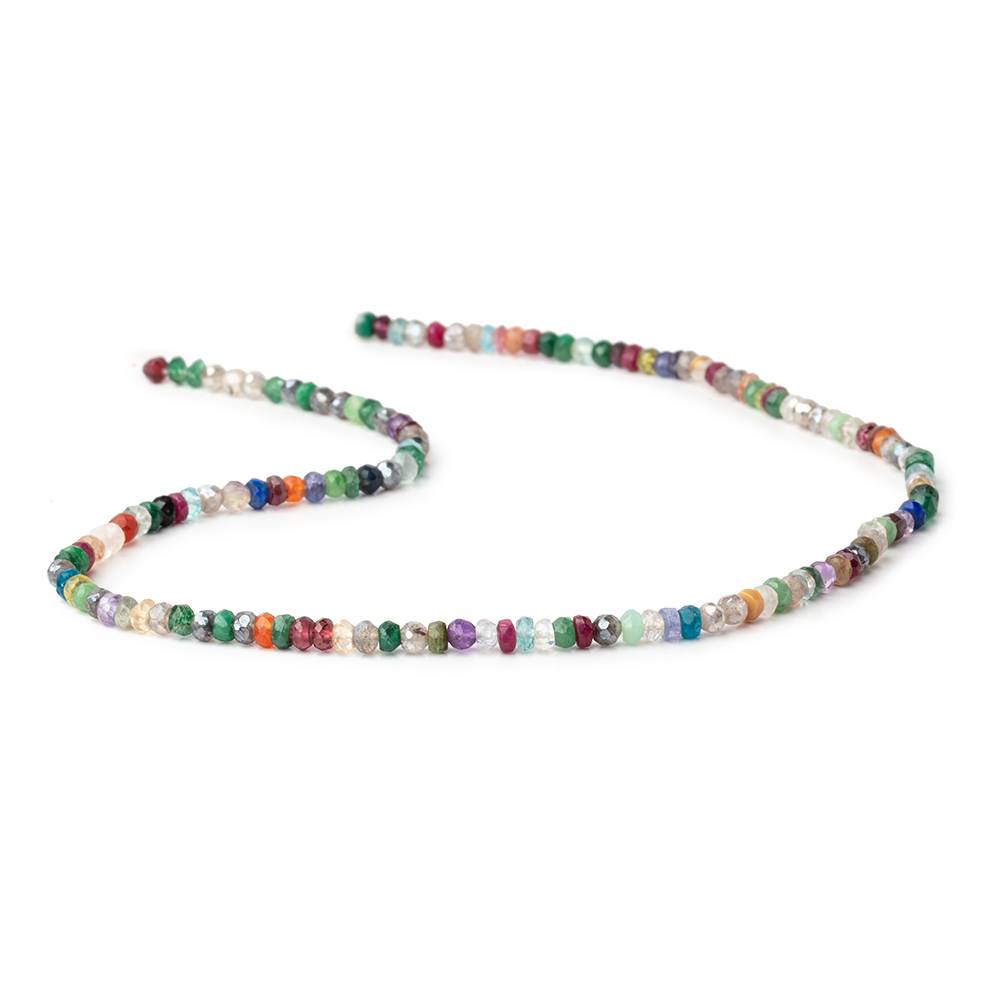 BeadsofCambay 3-3.5mm Multi Gemstone Faceted Rondelle Beads 13.75 inch 145 pieces