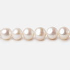 7mm Off White Side Drilled Off Round Freshwater Pearl Beads 15.5 inch 62 pieces - BeadsofCambay.com