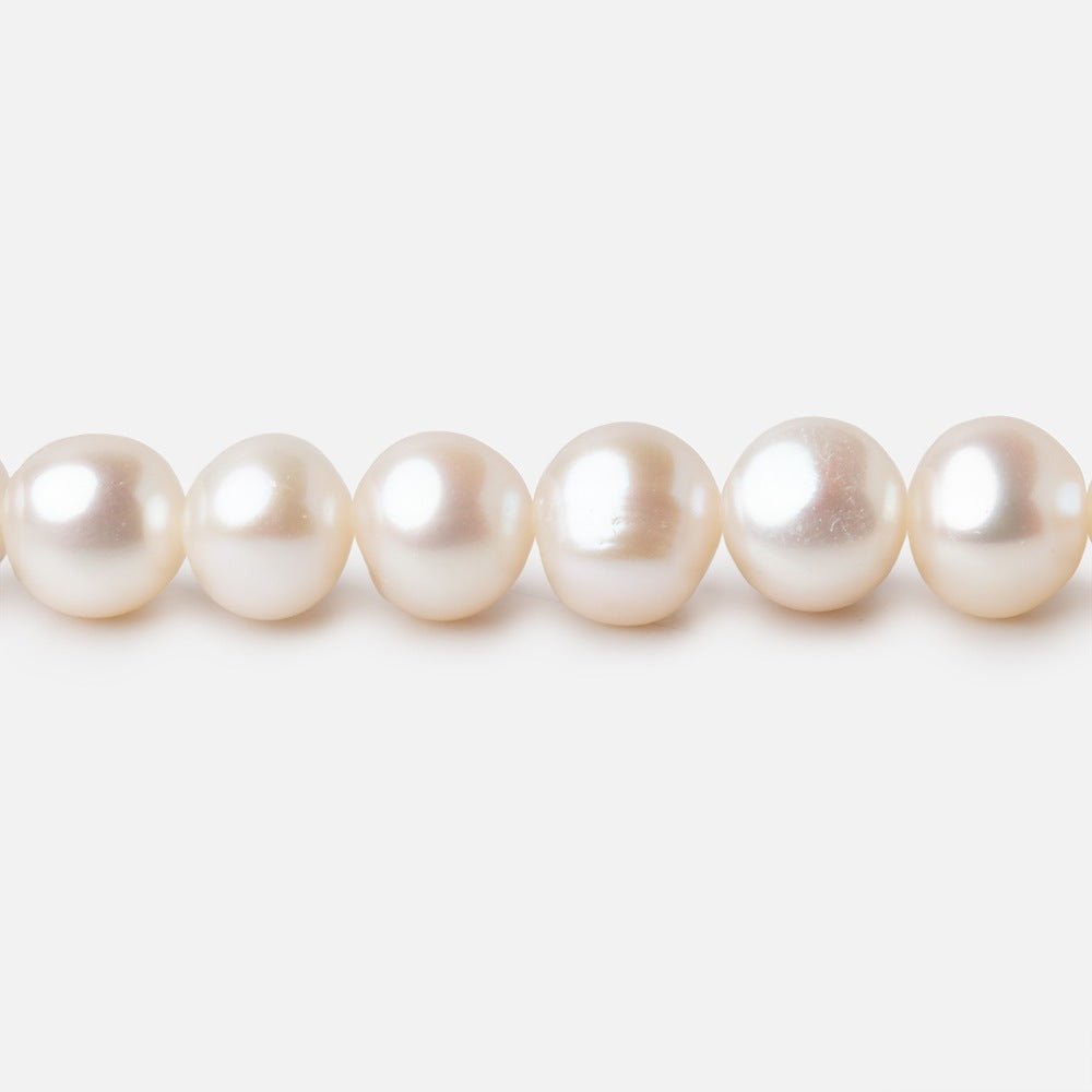 7mm Off White Side Drilled Off Round Freshwater Pearl Beads 15.5 inch 62 pieces - BeadsofCambay.com