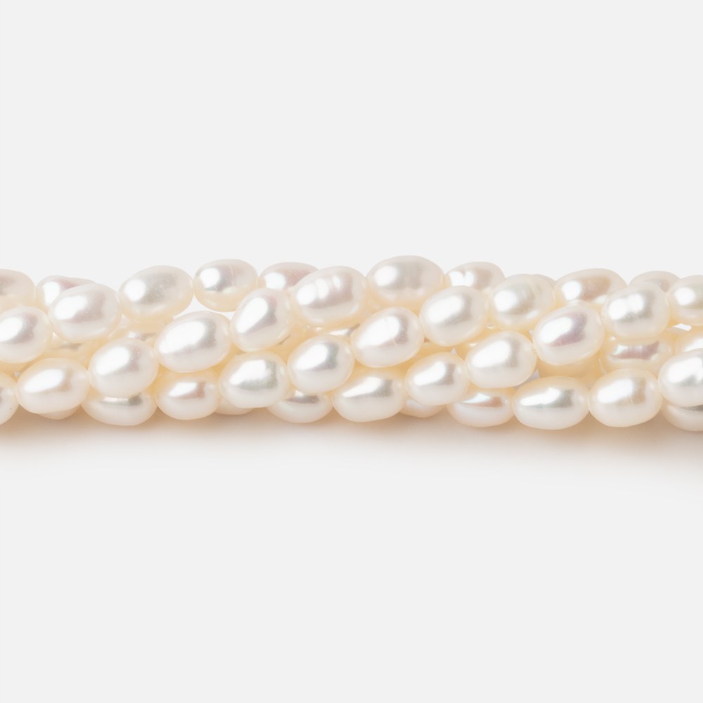 5.5x4mm Off White Oval Freshwater Pearl Beads 15.5 inch 69 pieces - BeadsofCambay.com
