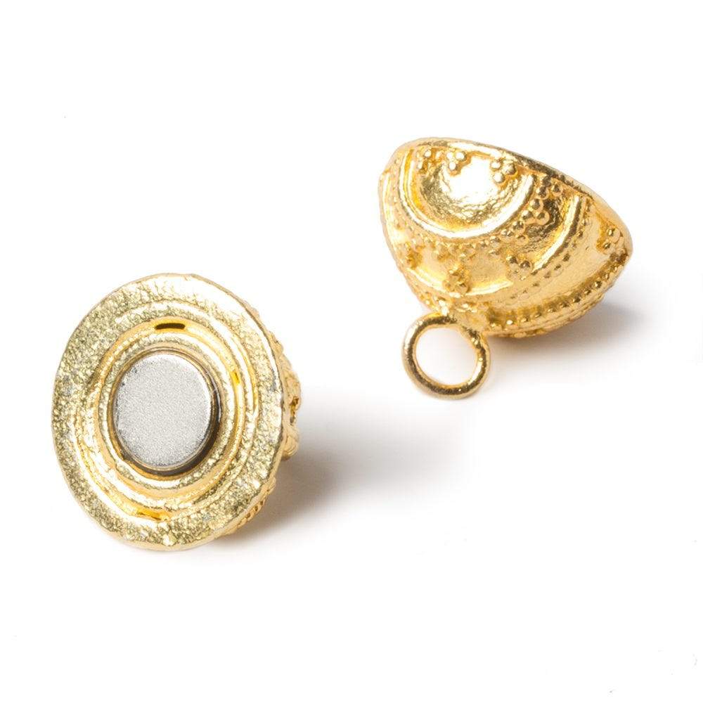 18.5mm 22kt Gold plated Magnetic Clasp Ball Milgrain Swirl Design 1 piece - Beadsofcambay.com