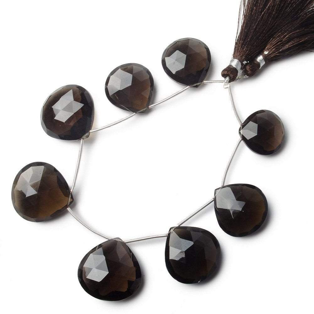 18.5x18-23x22mm Smoky Quartz Faceted Heart Beads 7.5 inch 8 pieces AAA - Beadsofcambay.com