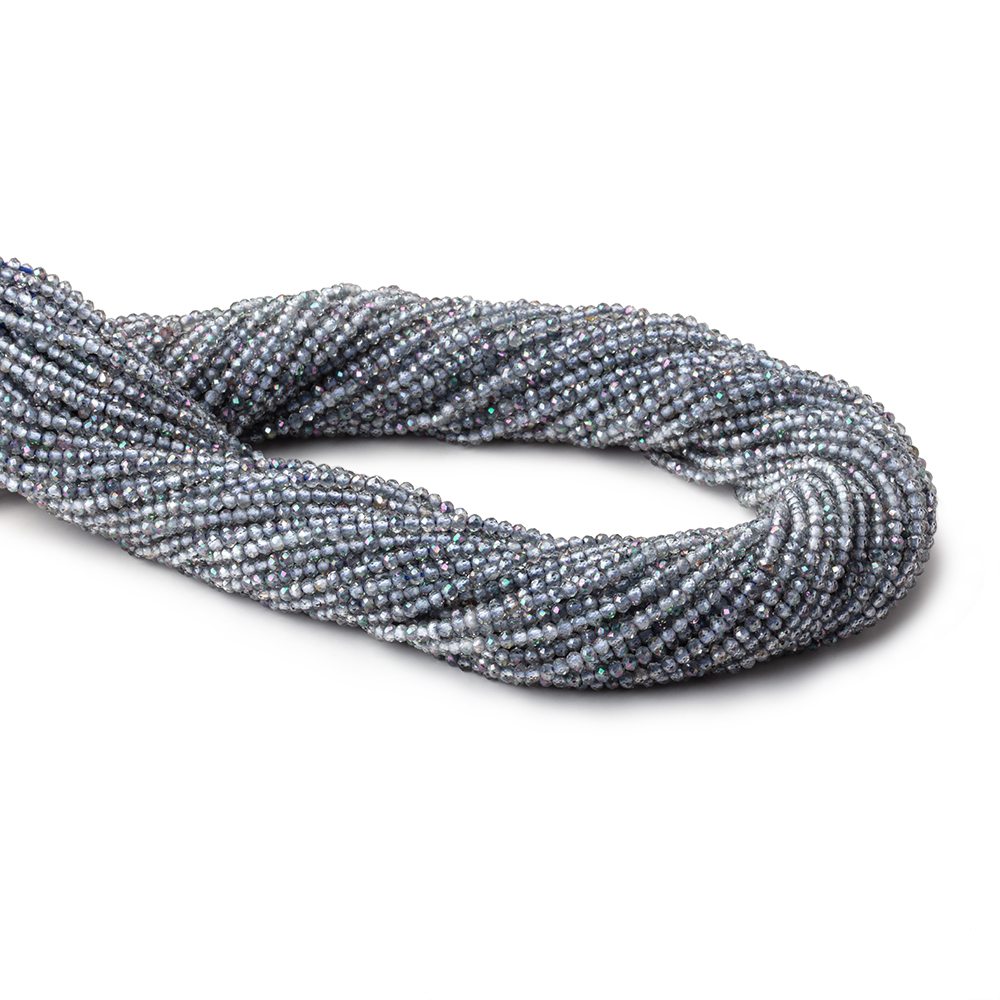 Beadsofcambay 2mm Mystic Periwinkle Blue Topaz micro faceted rondelle beads 13 inch 180 pieces View 1