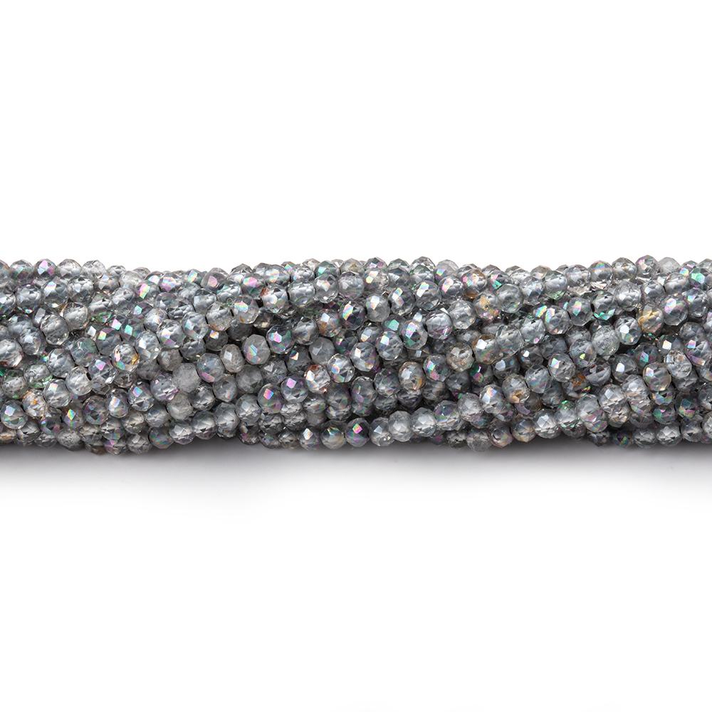 2mm Mystic Platinum Grey Topaz micro faceted rondelle beads 13 inch 180 pieces
