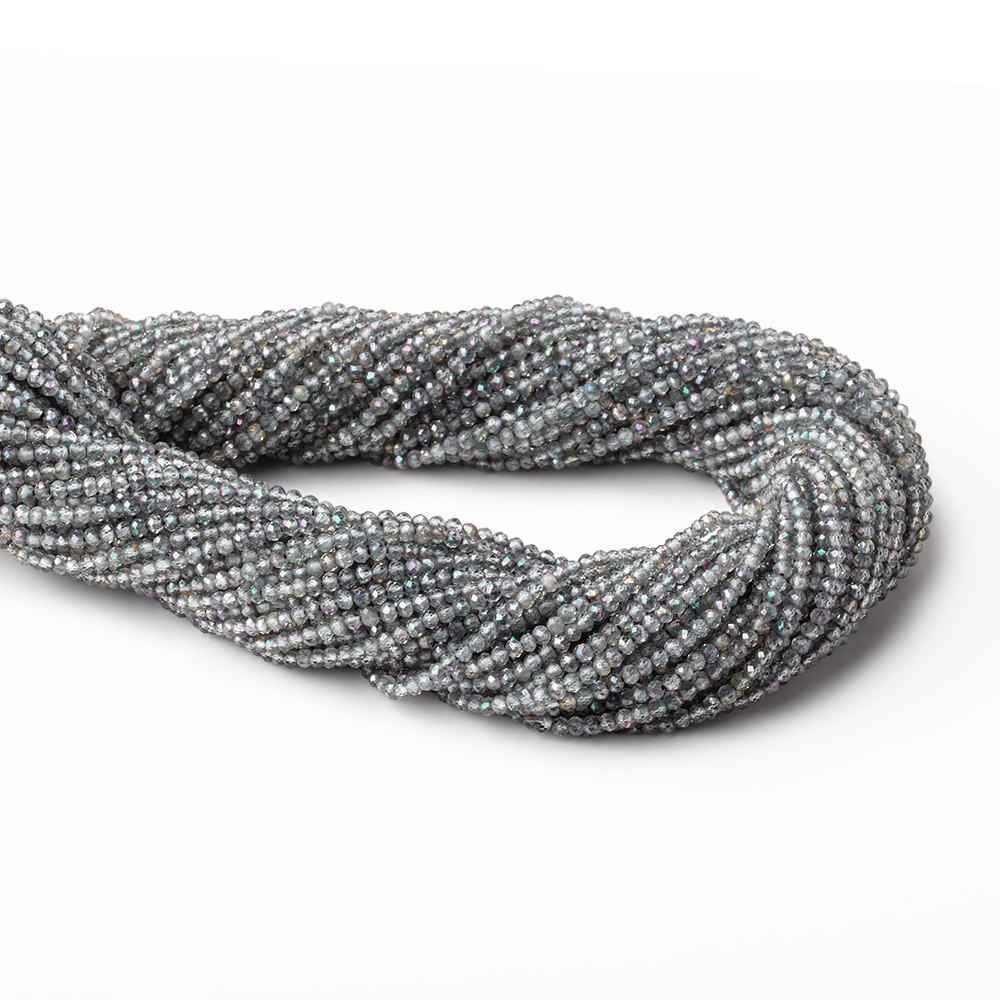 2mm Mystic Platinum Grey Topaz micro faceted rondelle beads 13 inch 180 pieces View 1