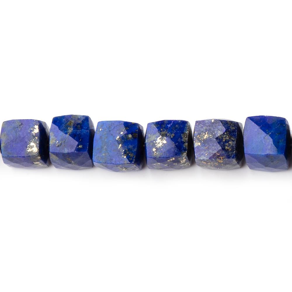 BeadsofCambay 6x6mm Lapis Lazuli faceted cubes 8 inch 33 beads AA