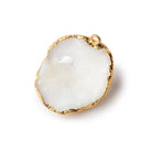 Beadsofcambay 24x23x11mm 22kt Gold Leafed White Drusy Focal Pendant 1 piece