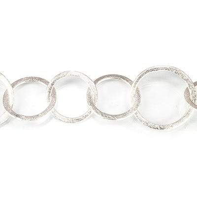 18mm and 22mm Silver plated Brushed Round Link Chain by the foot - Beadsofcambay.com