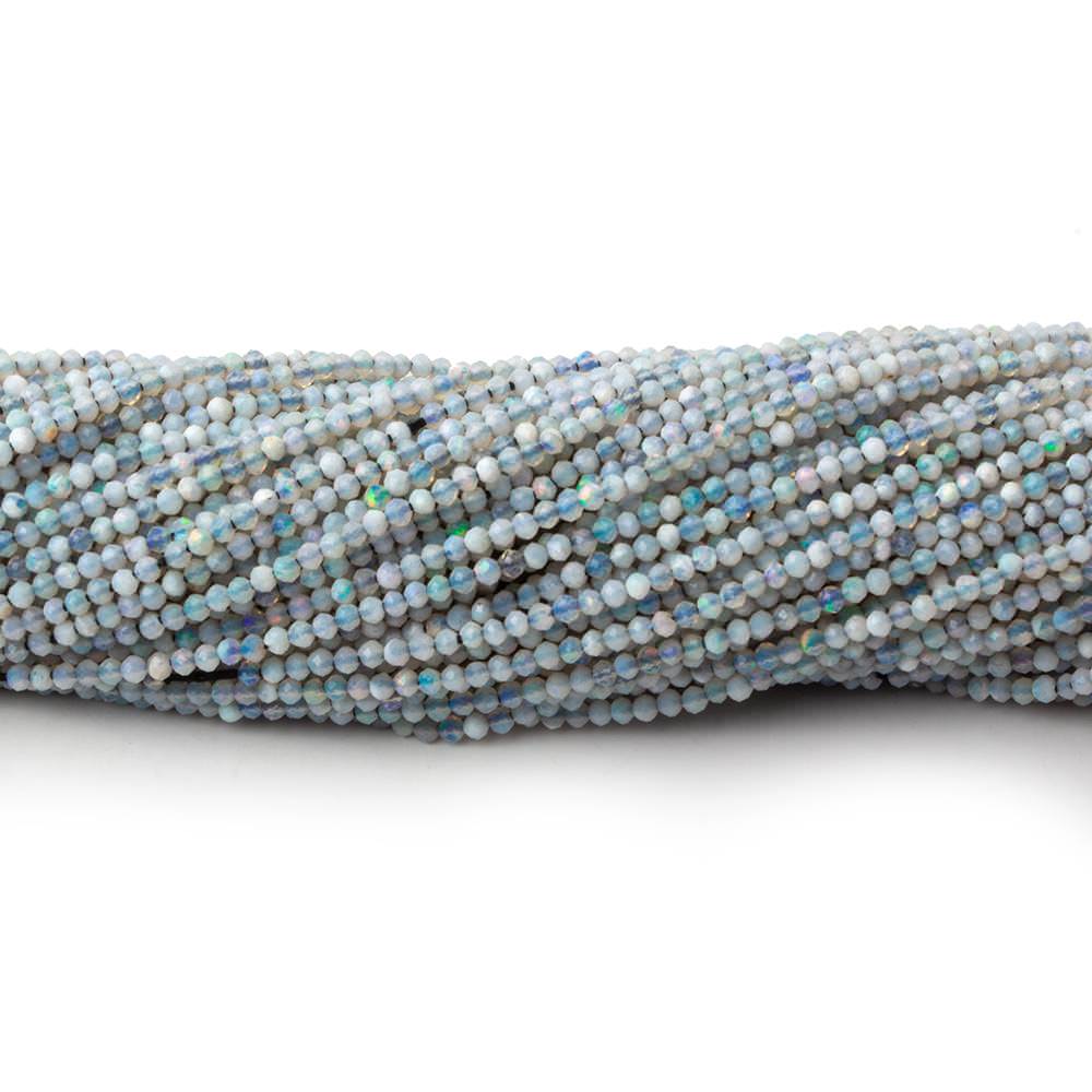 1.8mm Blue Grey Australian Opal faceted round beads 13 inch 180 pieces - Beadsofcambay.com