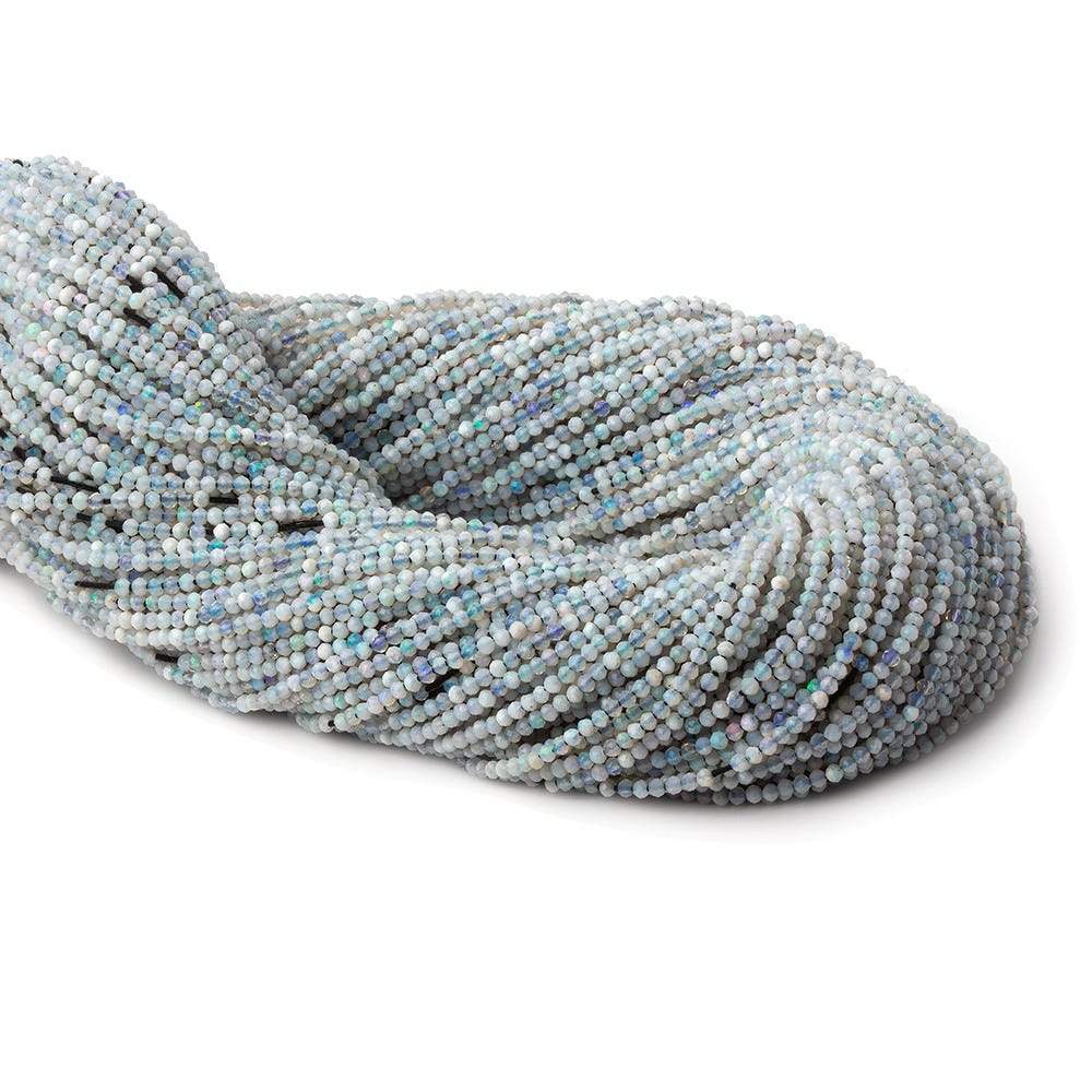 1.8mm Blue Grey Australian Opal faceted round beads 13 inch 180 pieces - Beadsofcambay.com