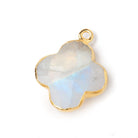 18mm Gold Leafed Rainbow Moonstone Quatrefoil Pendant 1 focal piece - Beadsofcambay.com