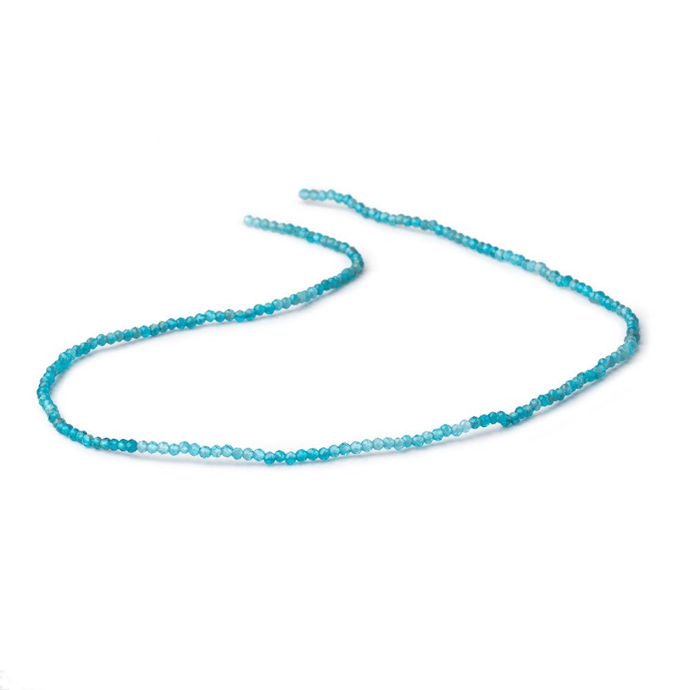 1.8mm Shaded Neon Blue Apatite Micro Faceted Rounds 12 inch 192 beads AA - Beadsofcambay.com
