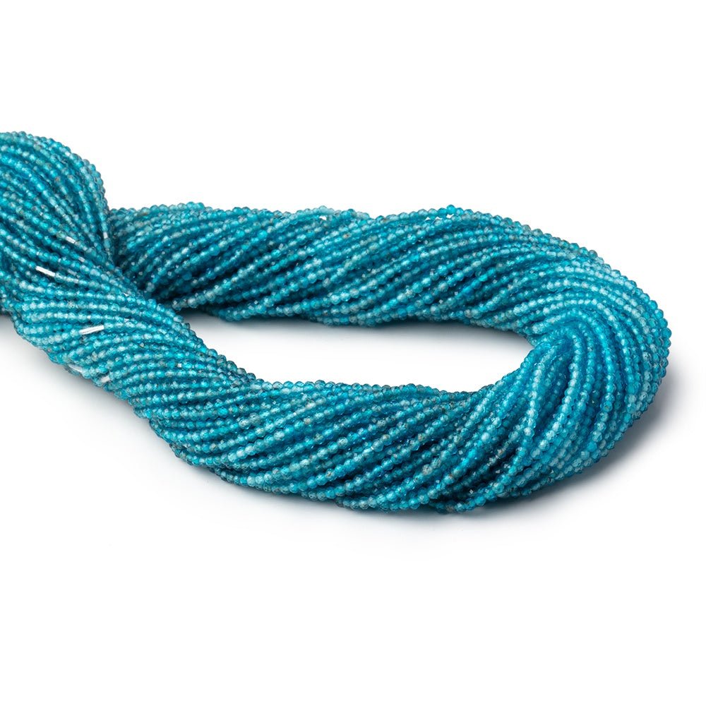 1.8mm Shaded Neon Blue Apatite Micro Faceted Rounds 12 inch 192 beads AA view 1