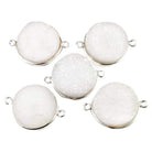 18mm Silver Bezeled Natural White Drusy Coin Connector Focal Bead - Beadsofcambay.com
