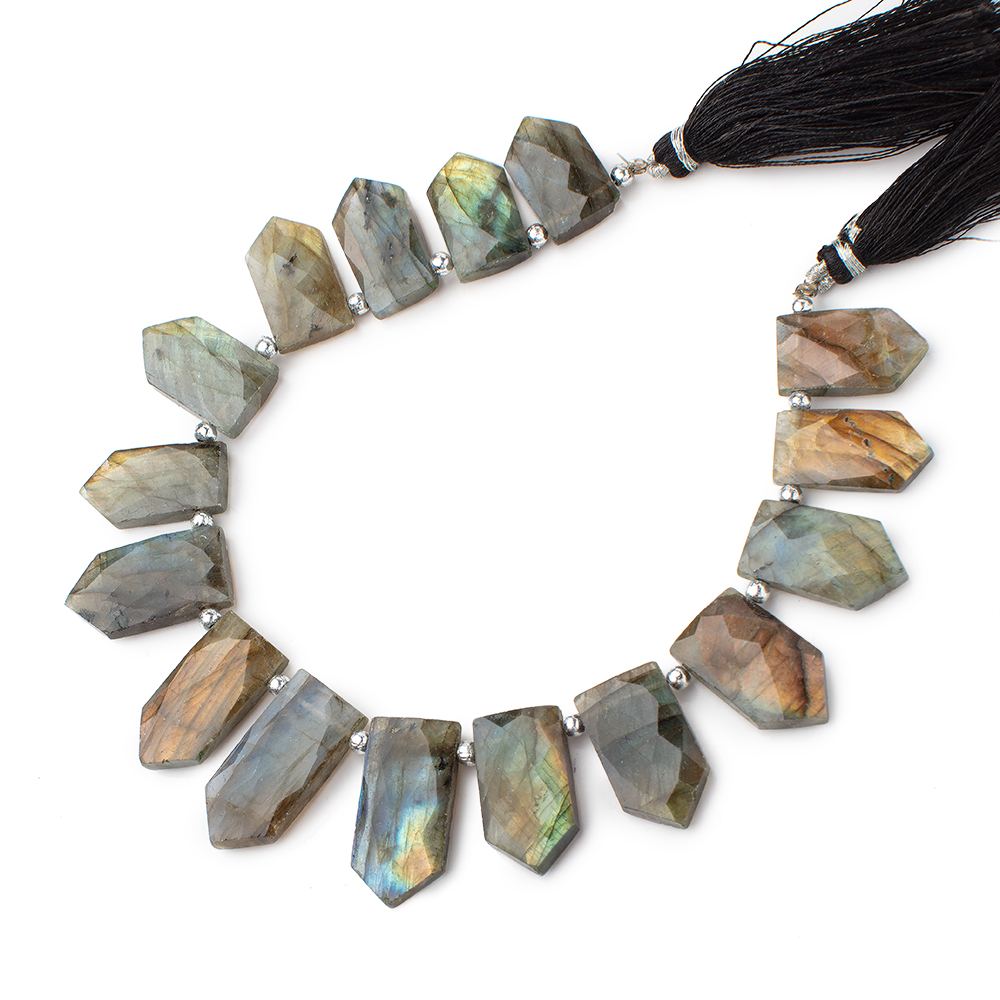18x10-23x13mm Labradorite Faceted Shields 8.5 inch 16 Beads - Beadsofcambay.com