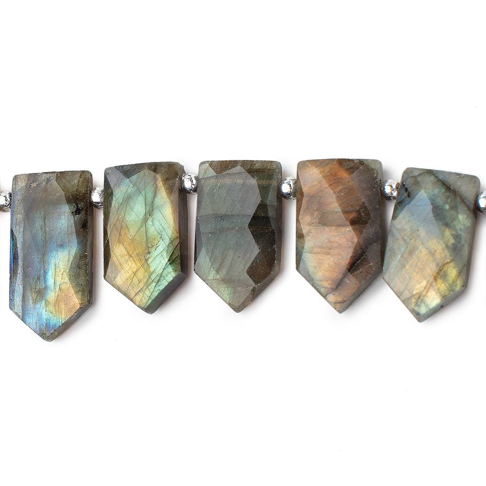 18x10-23x13mm Labradorite Faceted Shields 8.5 inch 16 Beads - Beadsofcambay.com