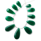 18x10-37x17mm Forest Green Chalcedony Plain Pears 7 inch 11 beads - Beadsofcambay.com