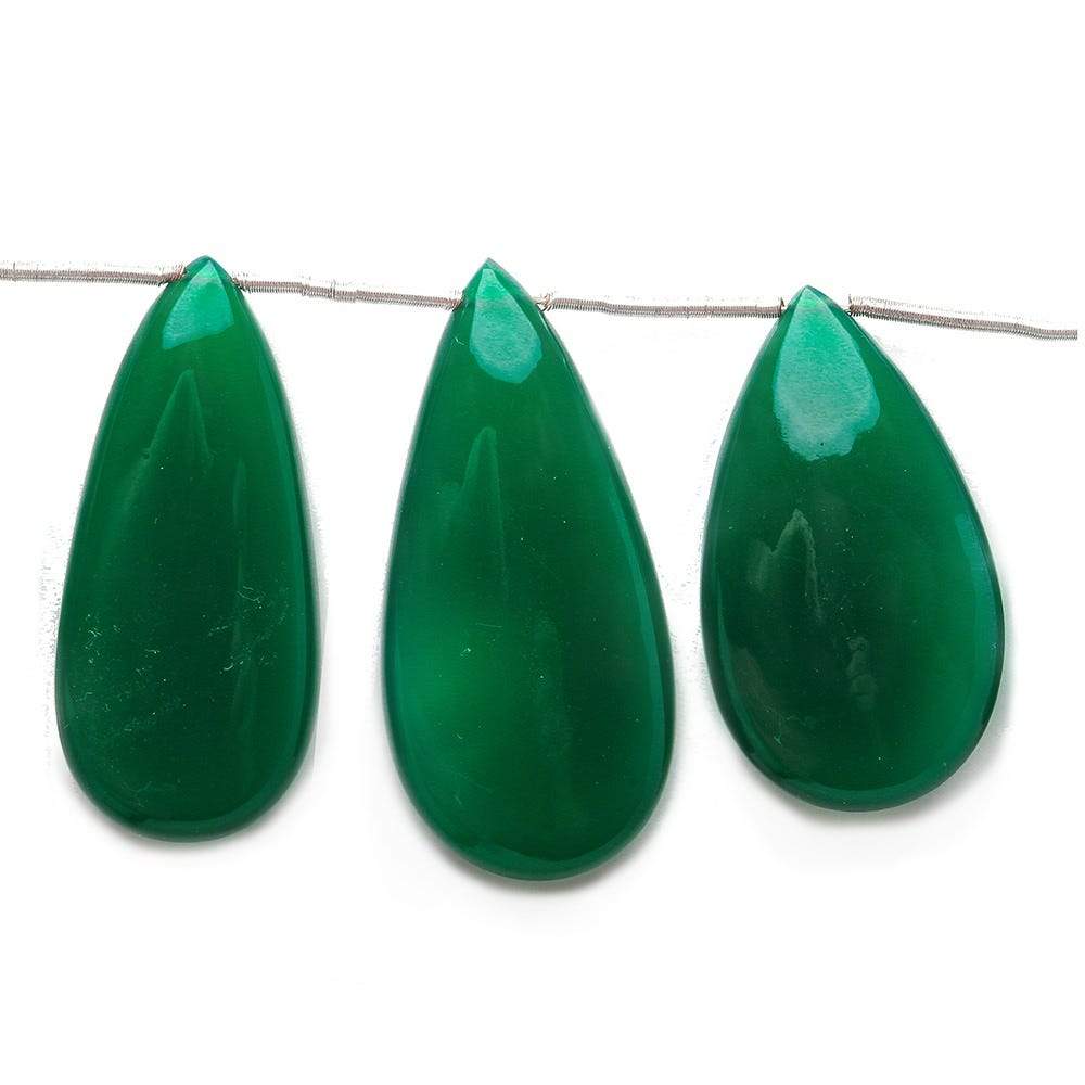 18x10-37x17mm Forest Green Chalcedony Plain Pears 7 inch 11 beads - Beadsofcambay.com