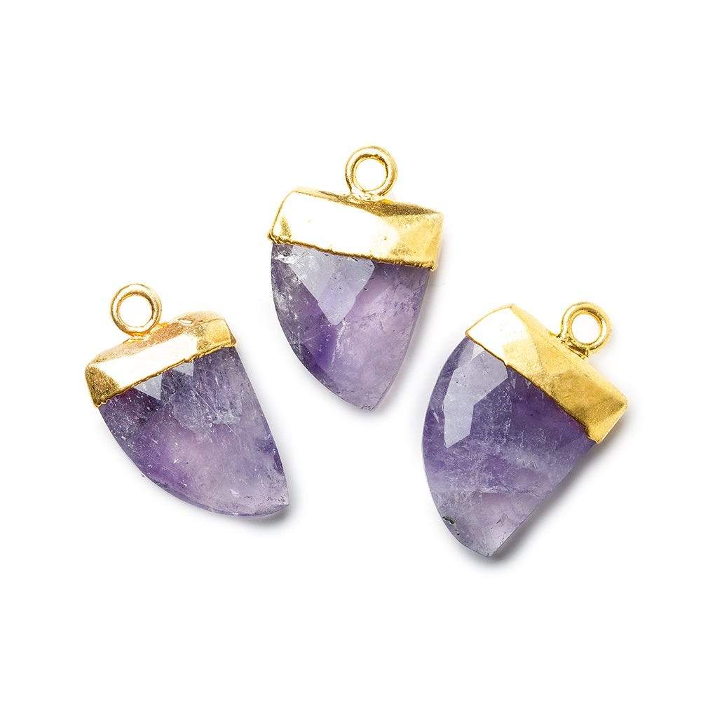 18x10mm 24kt Gold Leafed Amethyst Horn Pendant 1 piece - Beadsofcambay.com
